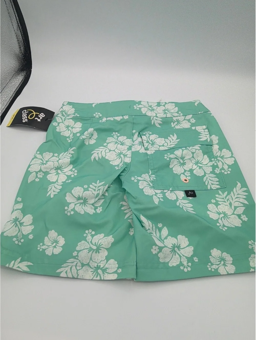 No Class Green Floral Print Swim Trunks Size 6